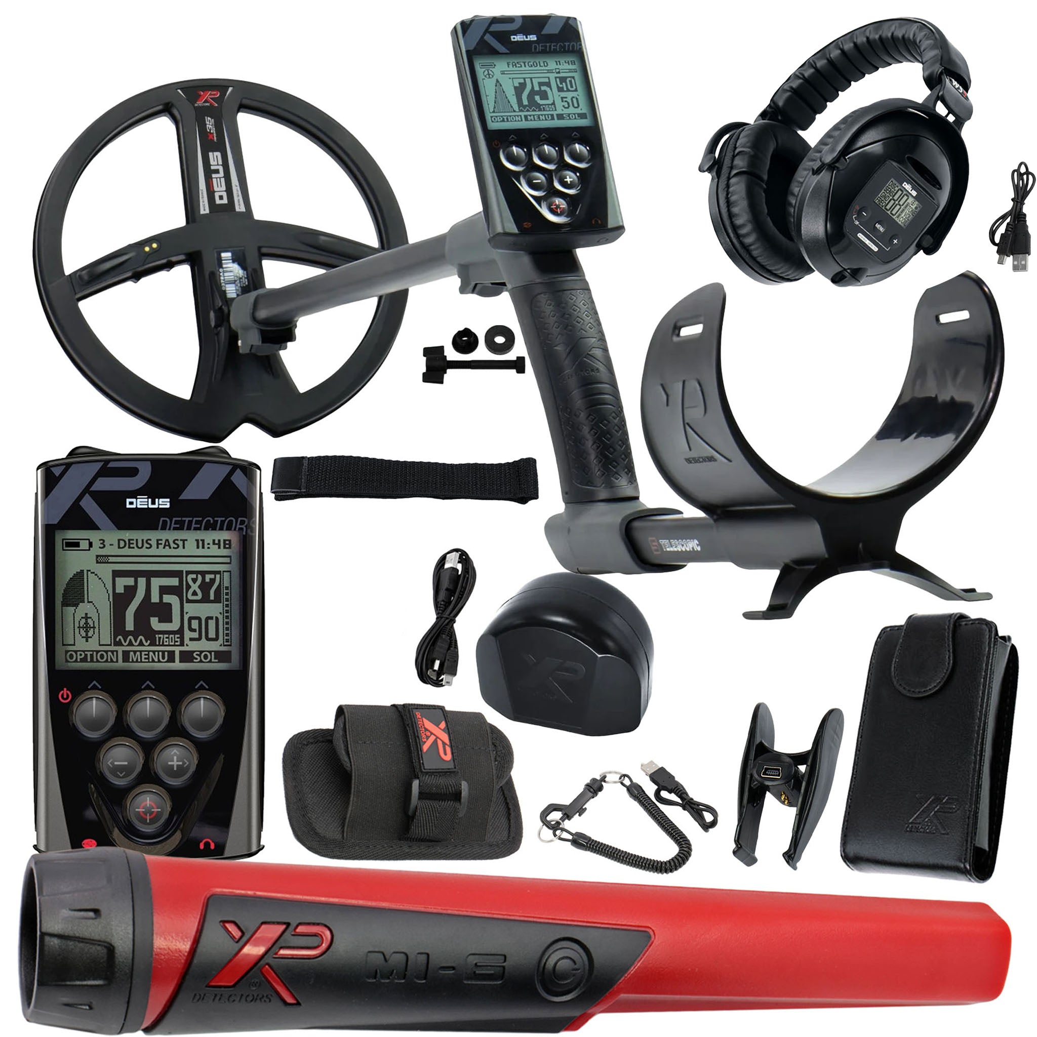 XP Deus Metal Detector with Full Sized WS5 Headphones, Remote and 9” X35 Search Coil Pro Bundle