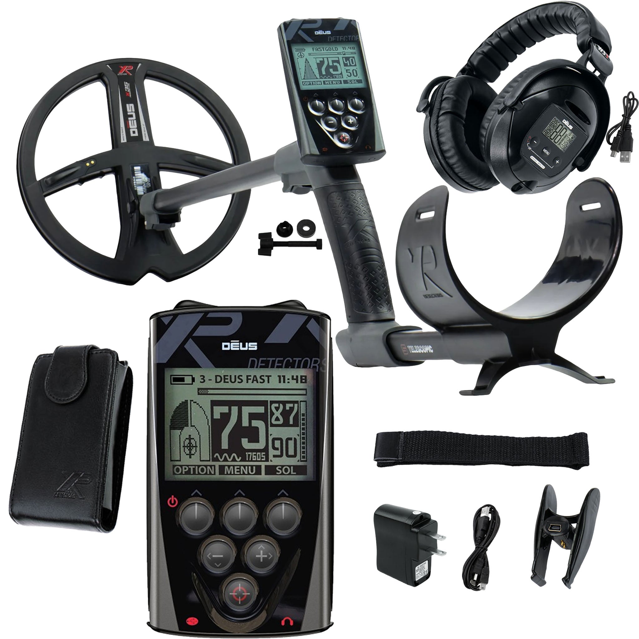 XP Deus Metal Detector with Full Sized Headphones, Remote and 9” X35 Search Coil (Open Box)