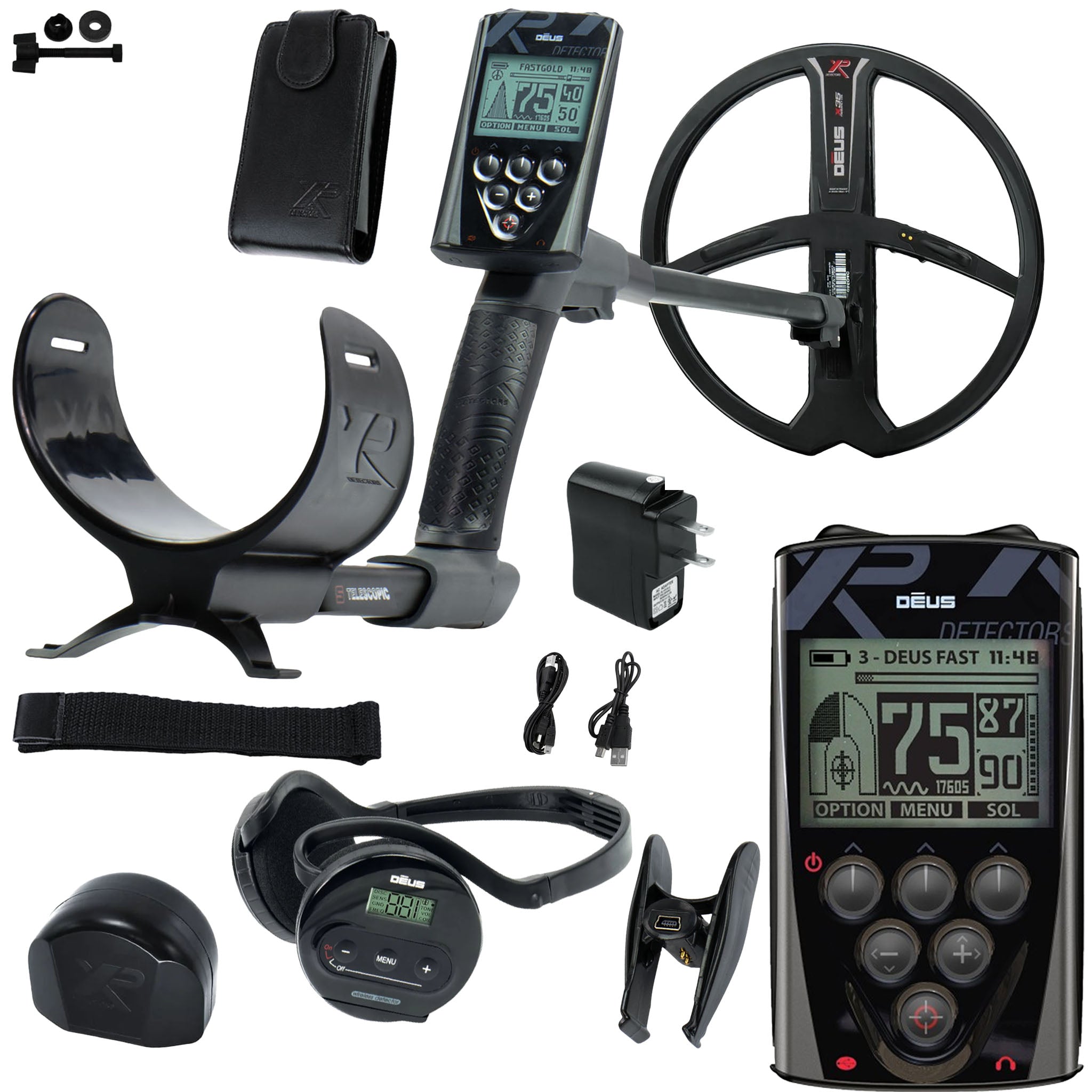 XP Deus Metal Detector with WS4 Wireless Headphones, Remote, 11” X35 Search Coil