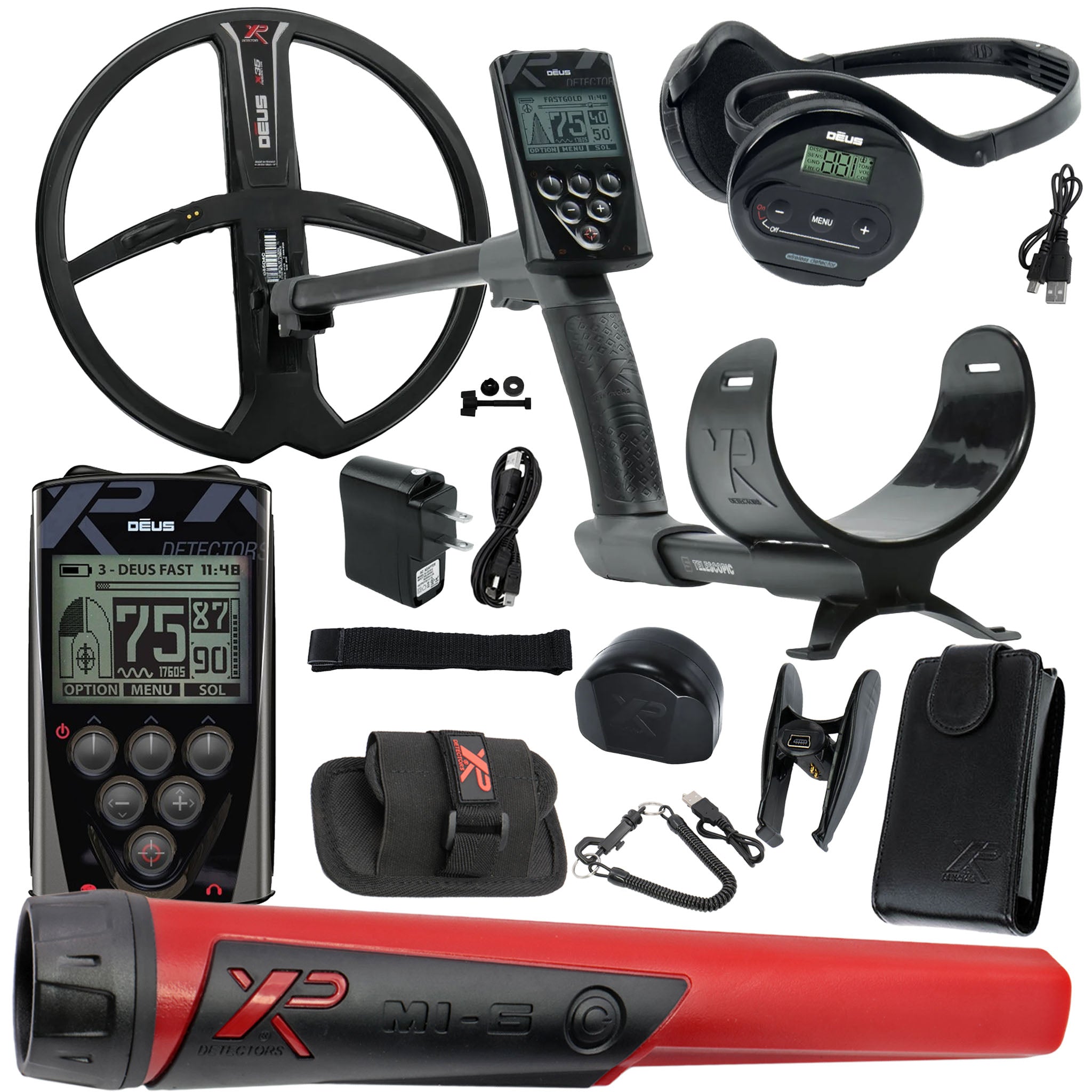 XP Deus Metal Detector with WS4 Wireless Headphones, Remote, 11” X35 Search Coil Pro Package