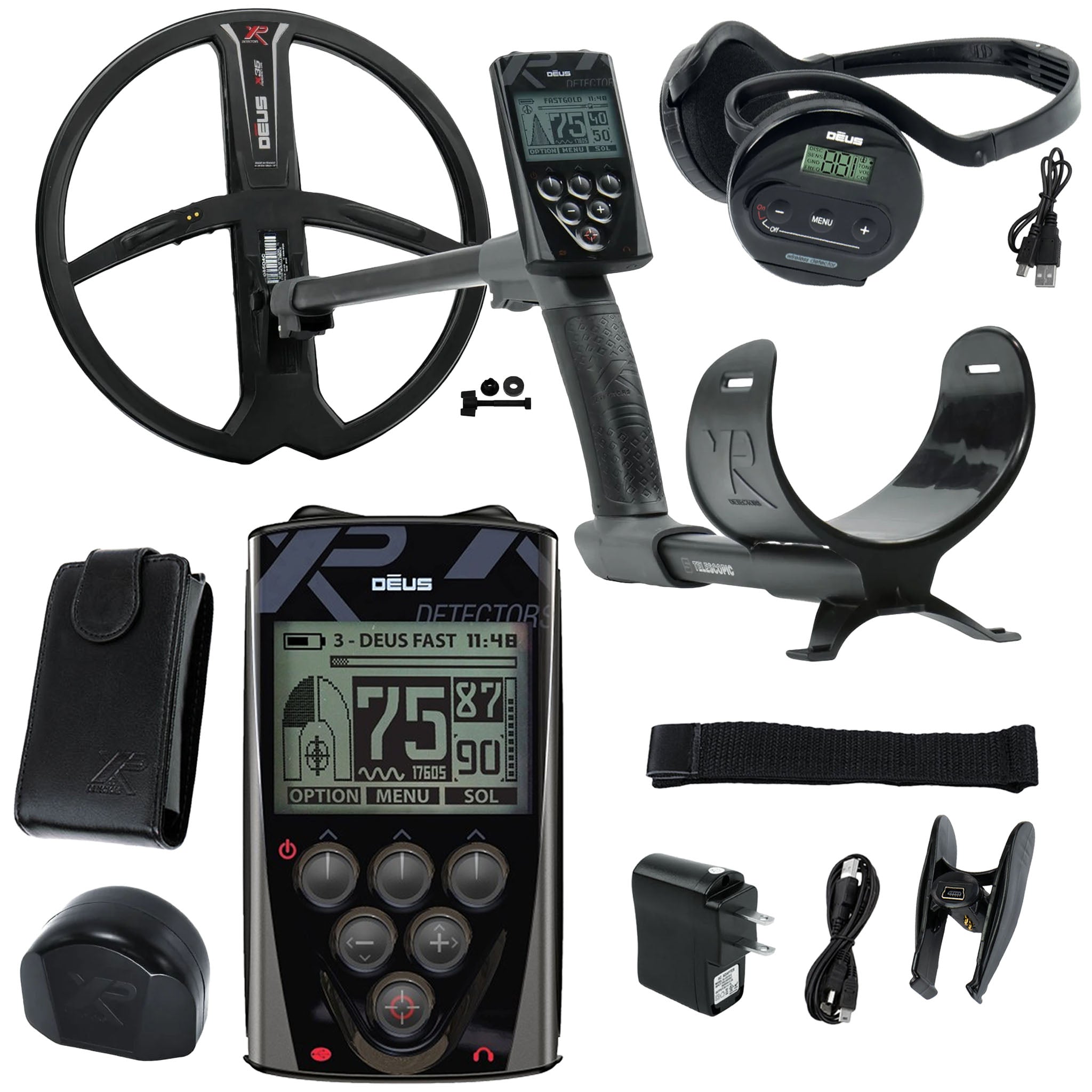 XP Deus Metal Detector w/ WS4 Wireless Headphones and 11” X35 Search Coil