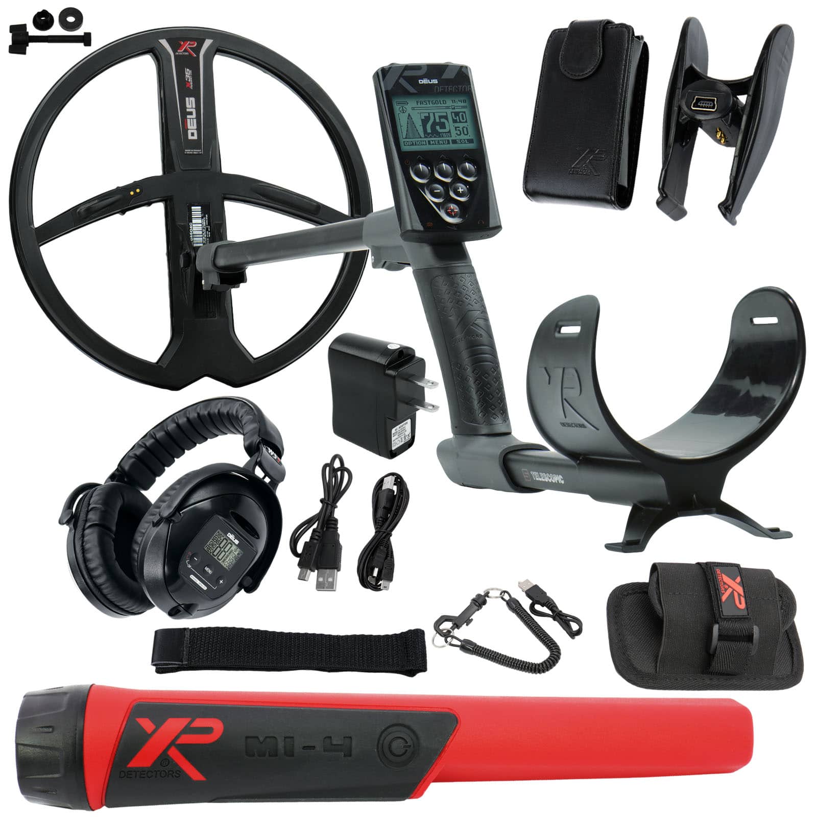 XP Deus Metal Detector w/ WS5 Wireless Headphones, Remote, 11” X35 Search Coil Starter Bundle