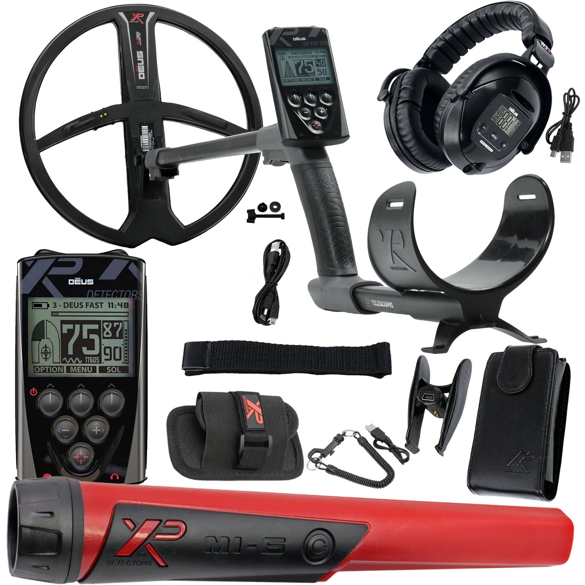 XP Deus Metal Detector w/ WS5 Wireless Headphones, Remote, 11” X35 Search Coil Pro Bundle