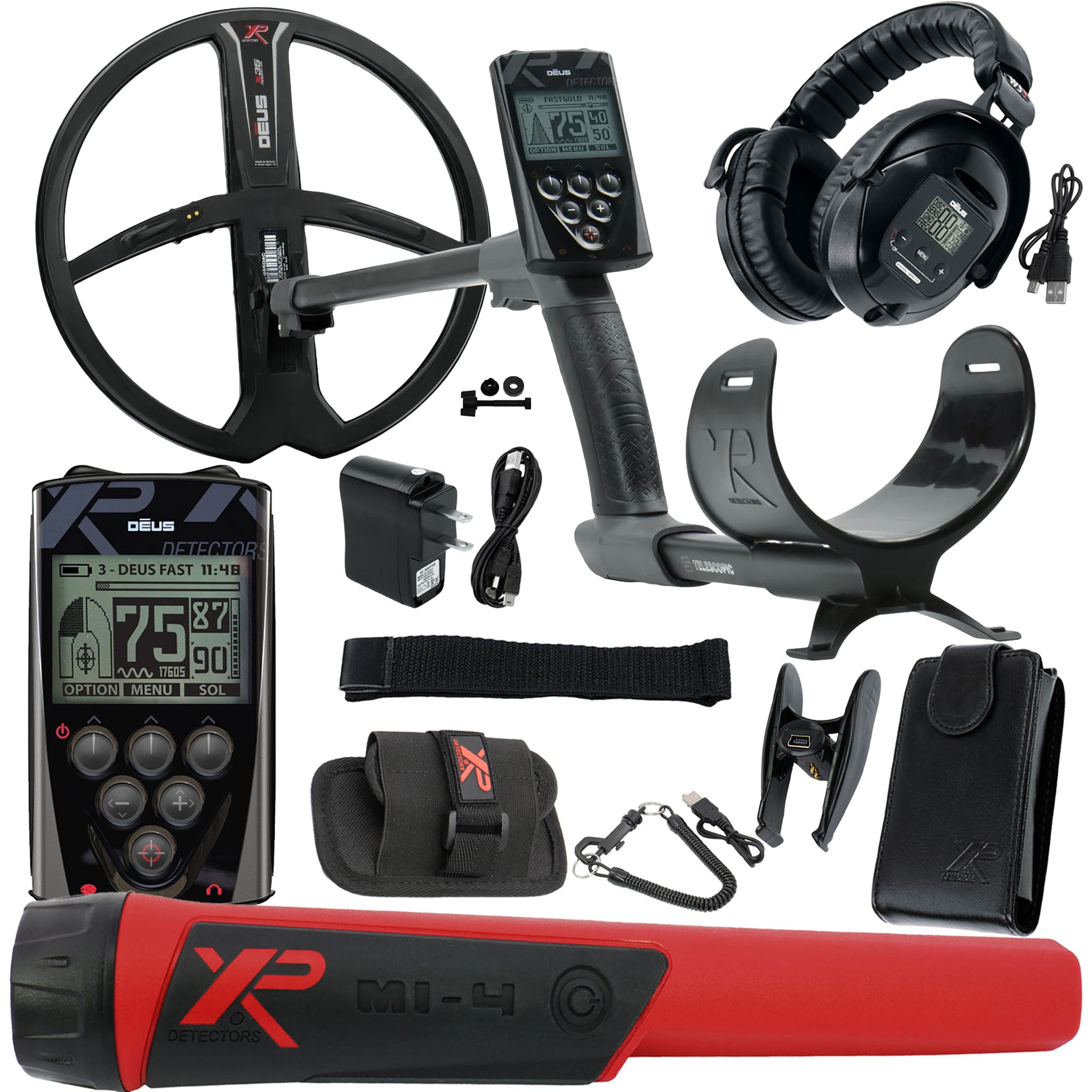 XP Deus Metal Detector w/ WS5 Wireless Headphones, Remote, 11” X35 Search Coil Starter Bundle