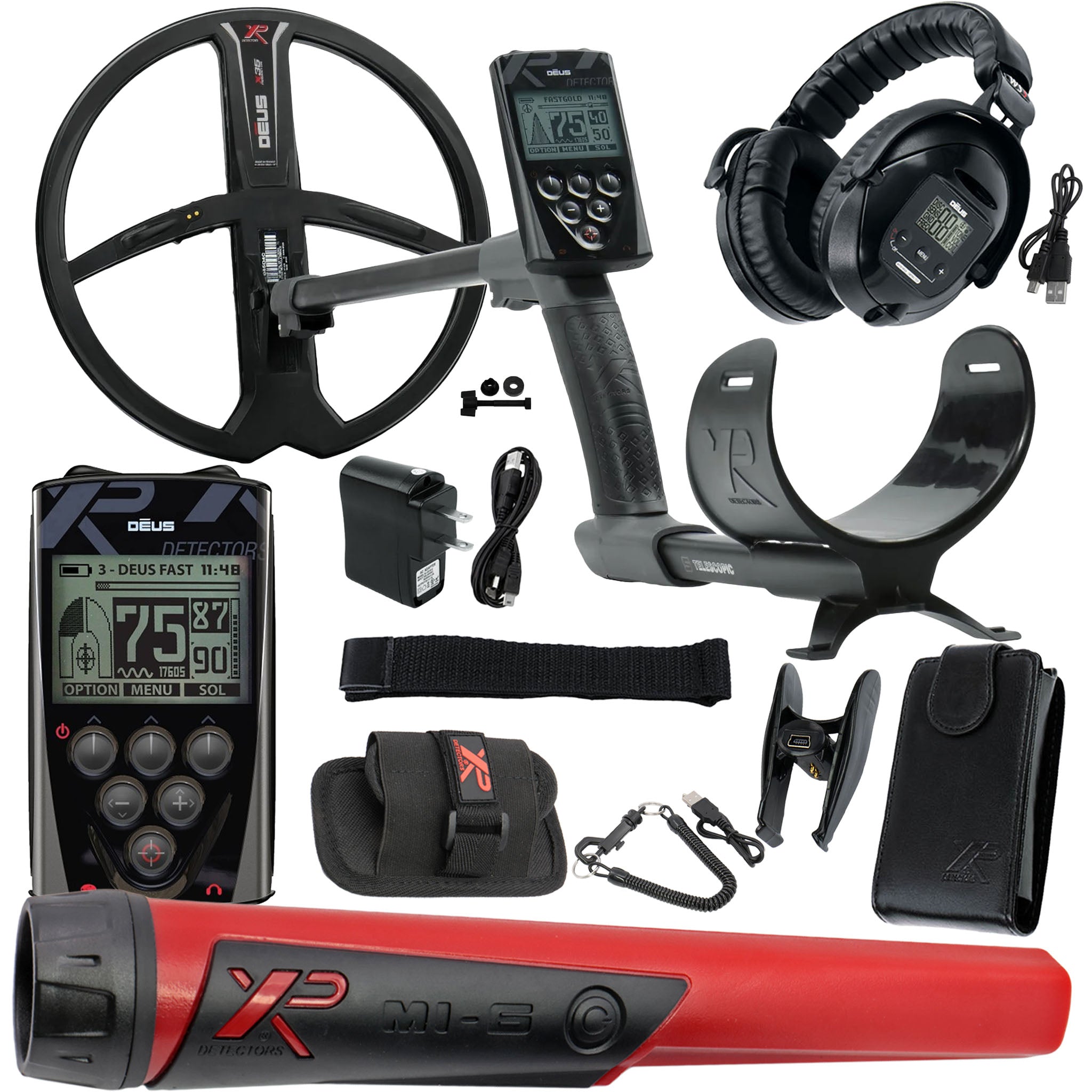 XP Deus Metal Detector w/ WS5 Wireless Headphones, Remote, 11” X35 Search Coil Pro Bundle