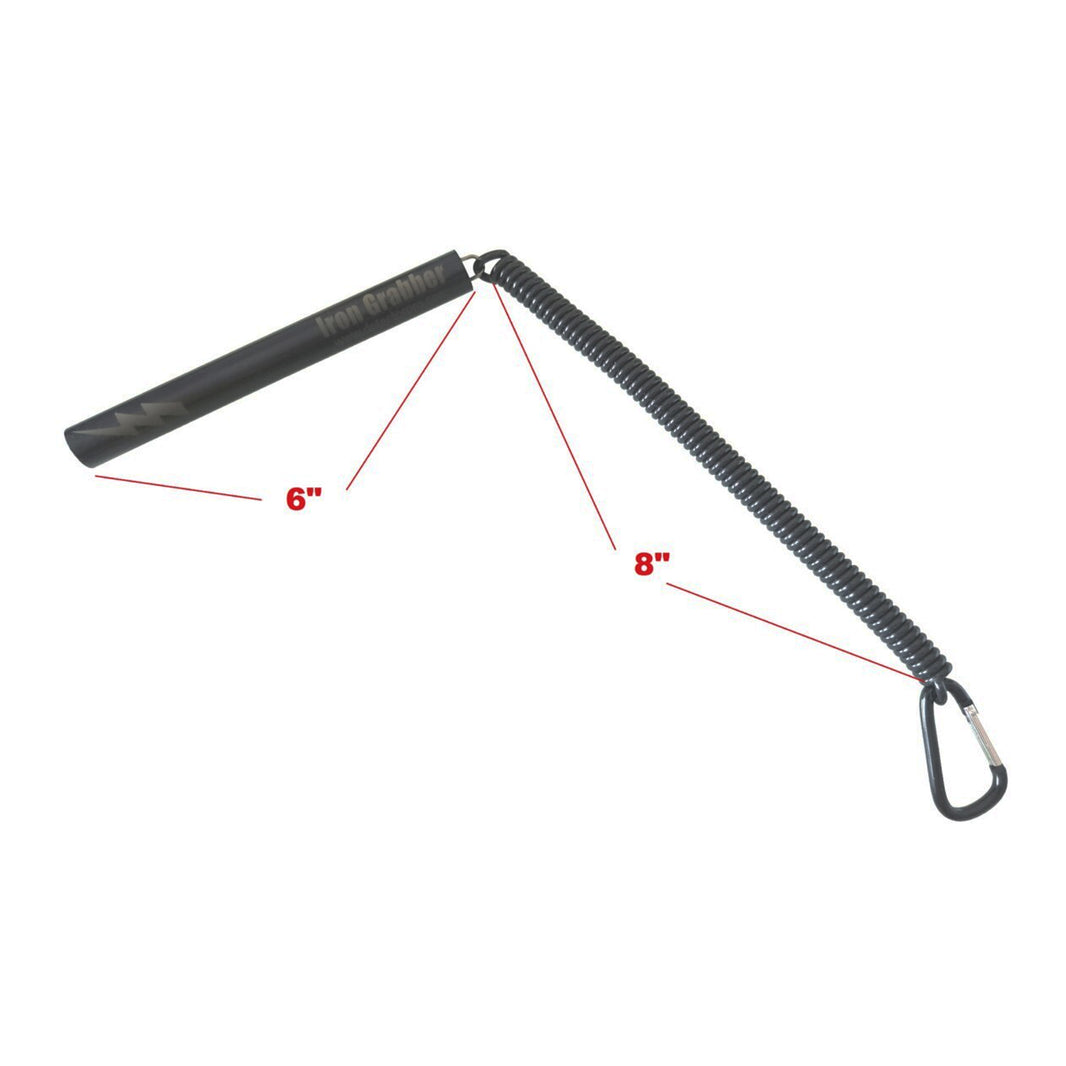 DetectorPro Iron Grabber- Black Magnet Grabber 6 inches long and lanyard is 8 inches long