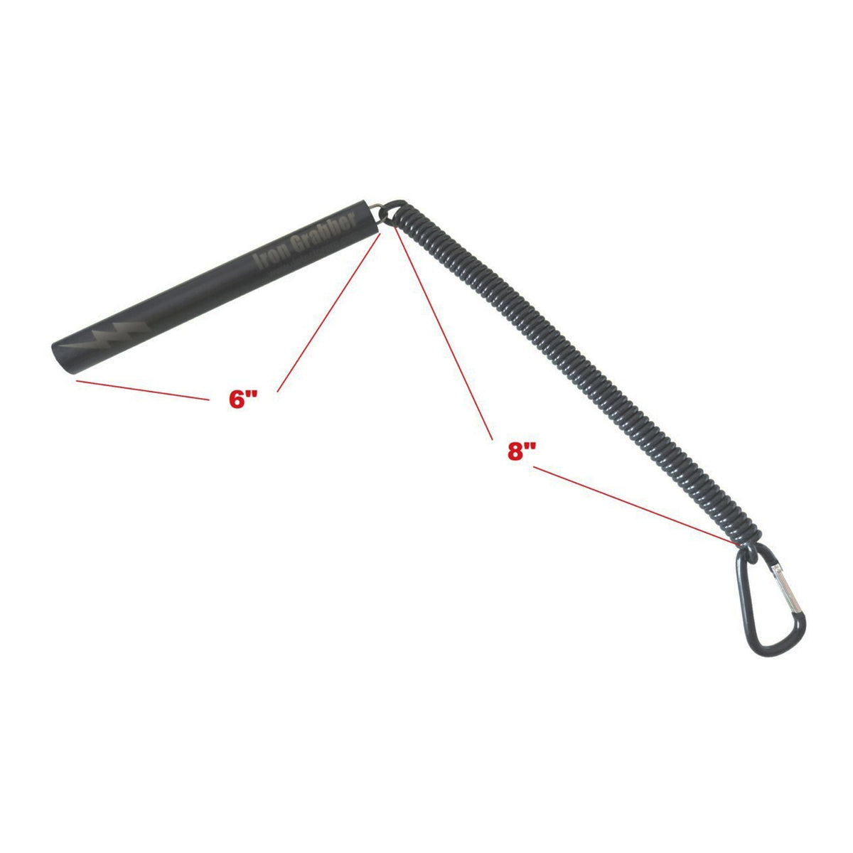 DetectorPro Iron Grabber- Black Magnet Grabber 6 inches long and lanyard is 8 inches long