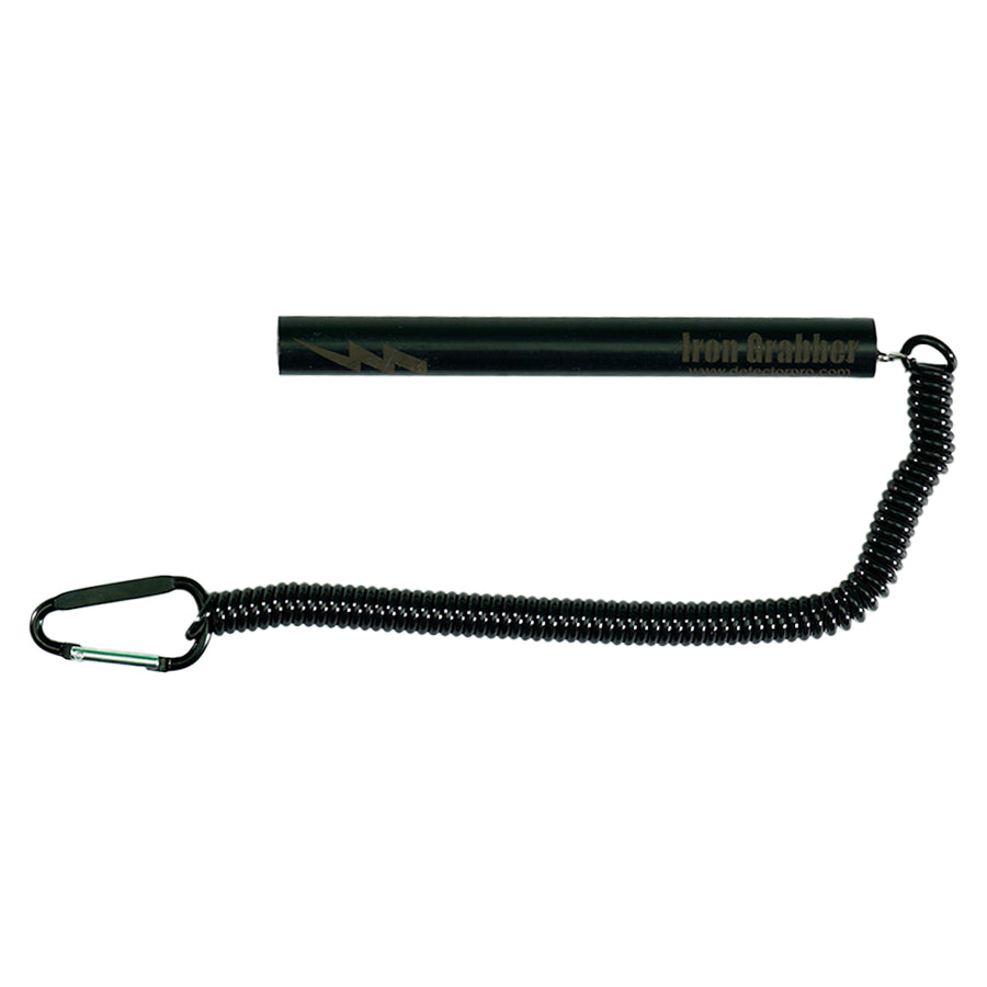 Black magnetic tool with lanyard on a white background