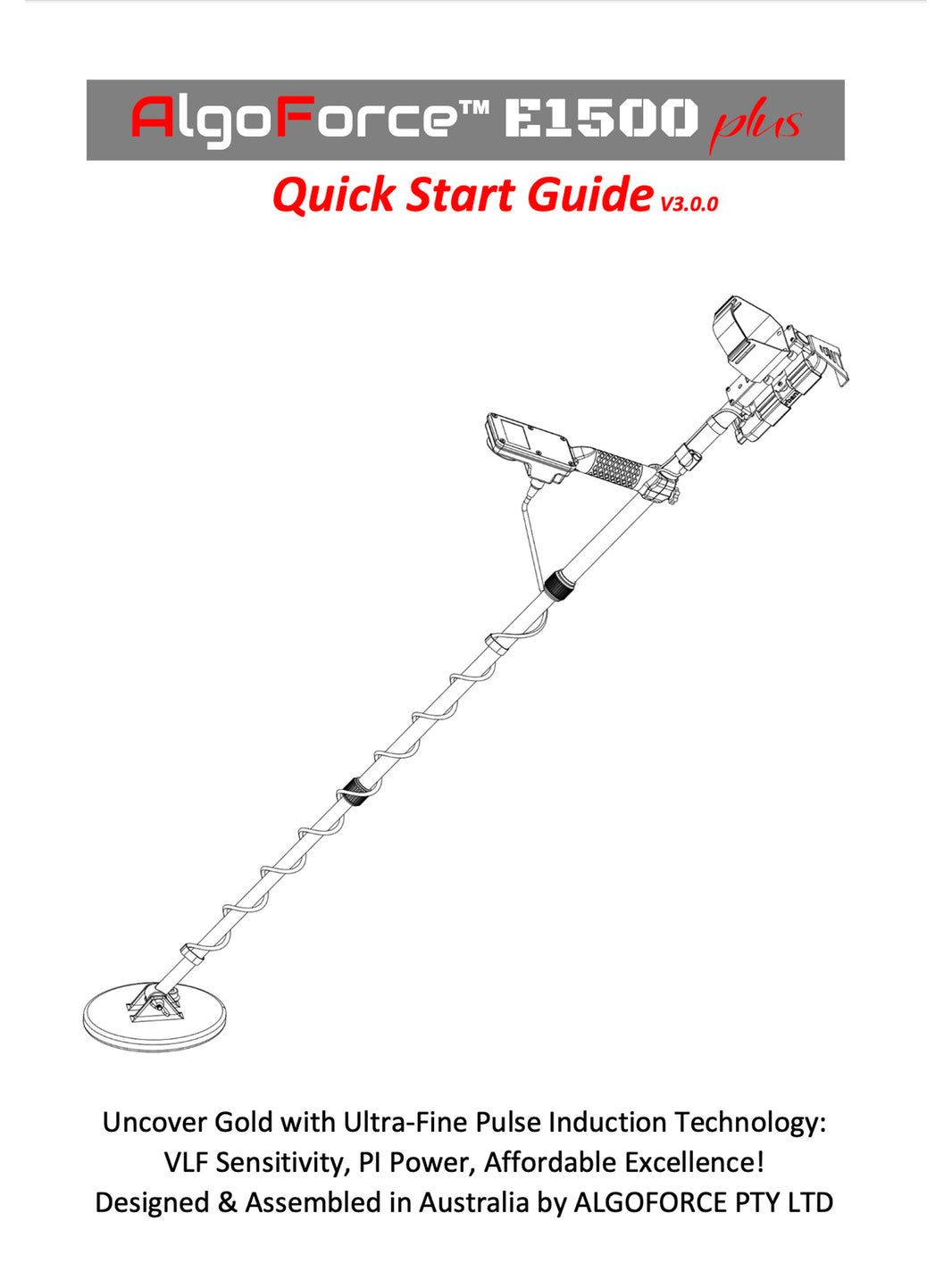 AlgoForce E1500 Plus Metal Detector Quick Start Guide V3.0.0