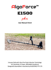 AlgoForce E1500 Plus V3.0.0 Metal Detector Digital Manual – Official Download & User Guide