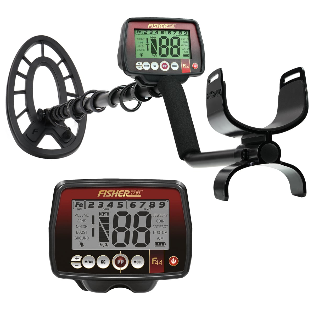 Fisher F44 Metal Detector with 11" Concentric Elliptical Waterproof Search Coil Pro Package - PKSD