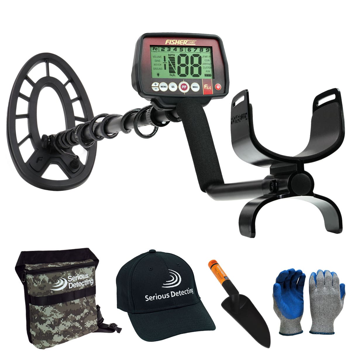 Fisher F44 Metal Detector with 11" Concentric Elliptical Waterproof Search Coil & Starter Package - PKSD