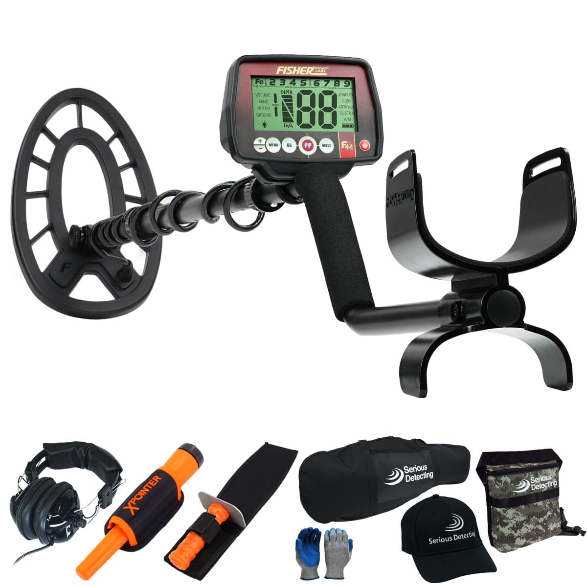 Fisher F44 Metal Detector with 11" Concentric Elliptical Waterproof Search Coil Complete Package - PKSD