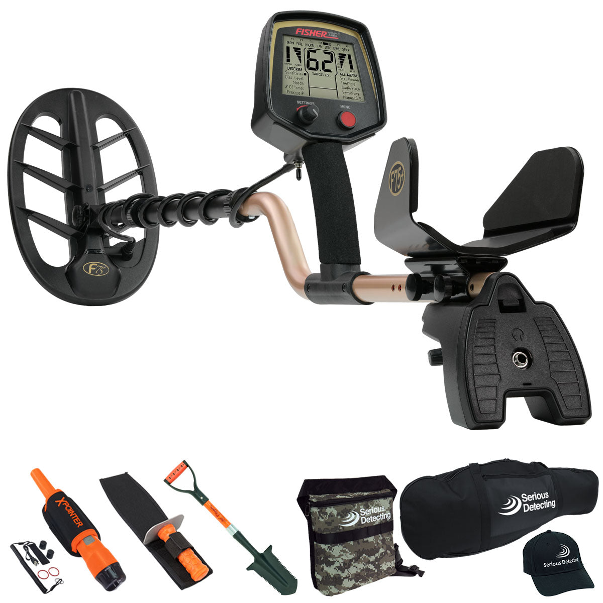 Fisher F75 Metal Detector with 11" DD Waterproof Search Coil Complete Package