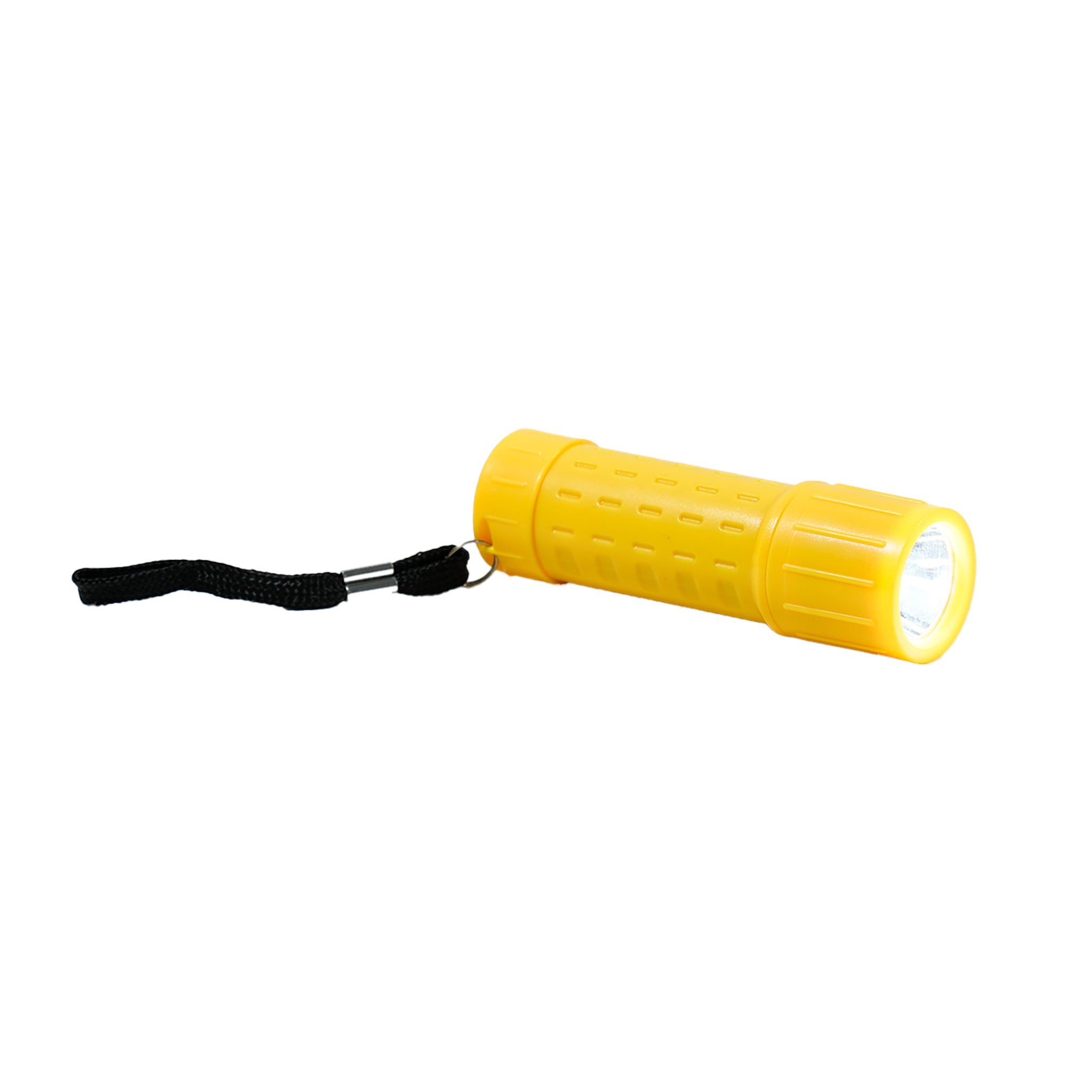 TerraX 4" 1 Watt / 45 Lumen Plastic Body Yellow Flashlight w/Lanyard, 3AAA Batteries Included