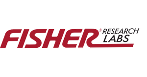 Fisher Research Labs logo in red and black on a white background.