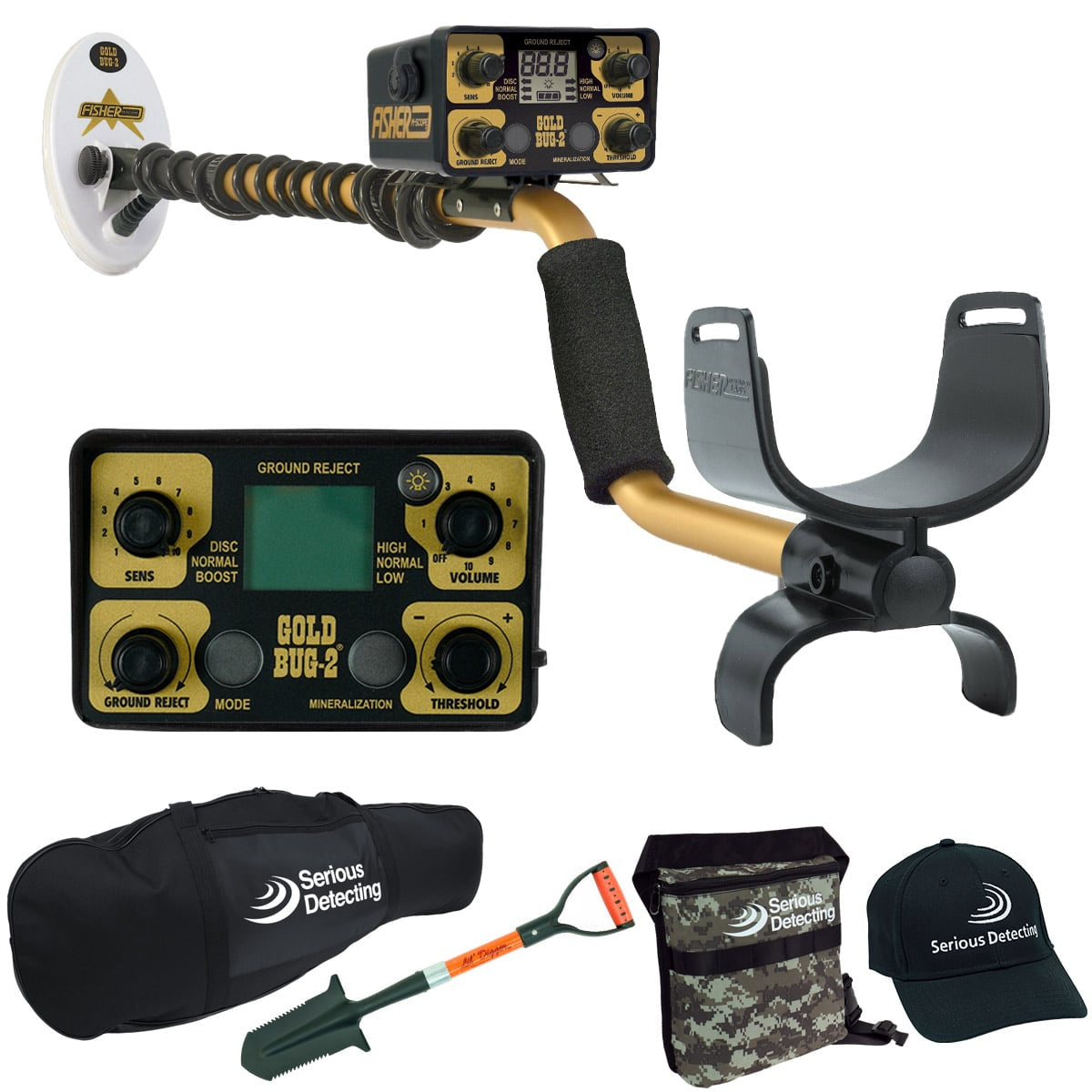 Fisher Gold Bug II Metal Detector with 6.5" Elliptical Search Coil Starter Package - PKSD