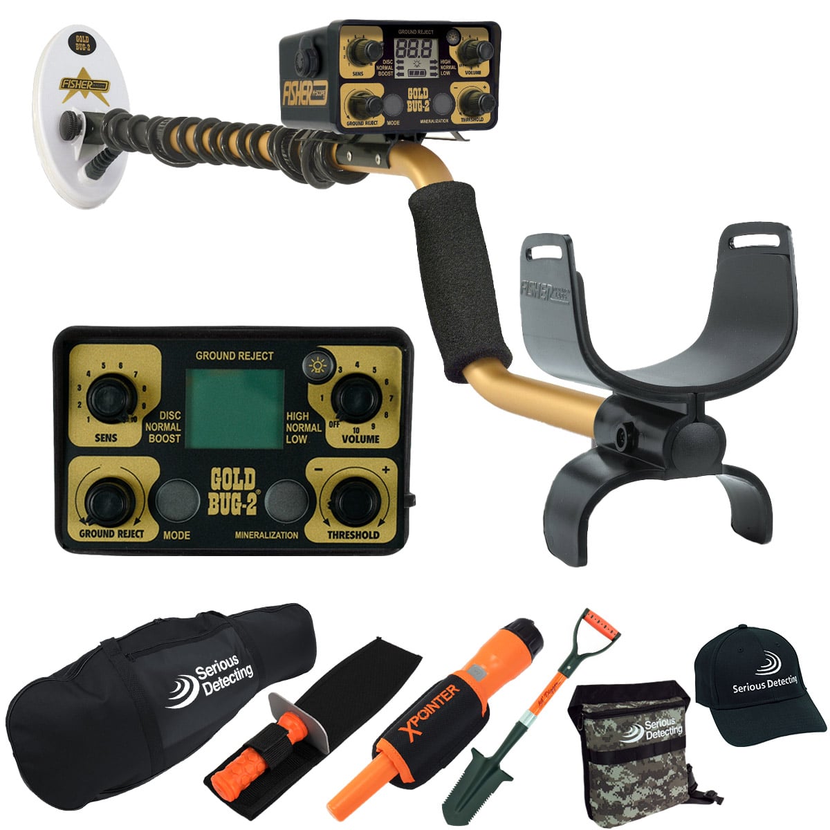 Fisher Gold Bug II Metal Detector with 6.5" Elliptical Search Coil Complete Package - PKSD