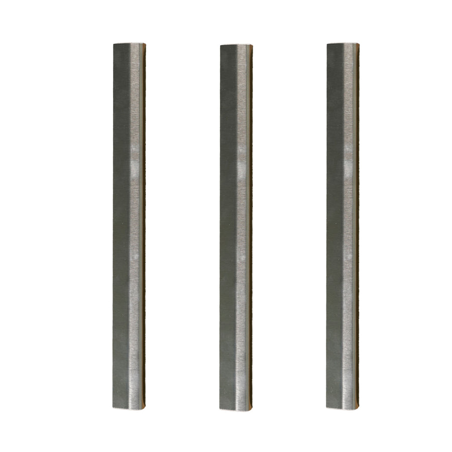 A view of three metal legs of the stand