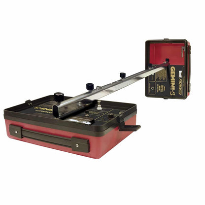 Fisher Gemini 3 two-box deep seeking metal detector with transmitter and receiver boxes on aluminum handle