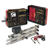 Fisher Gemini-3 metal detector with accessories on a white background