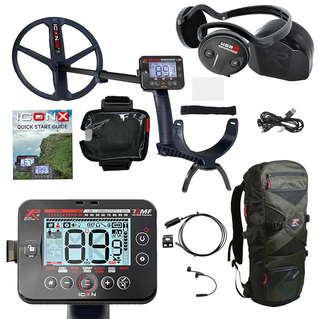 XP ICON Metal Detector with WSA ST Headphones and XP Backpack 240