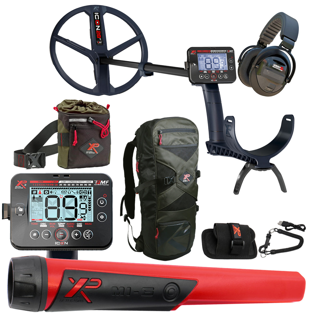 XP ICON Adventure Pack - Metal Detector with WSA-XL ST Headphones, MI-6 Pinpointer, Backpack and Finds Pouch