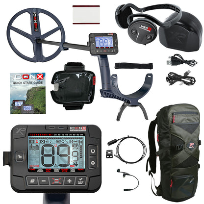 XP ICONX Metal Detector with WSA ST Headphones, 11 in FMF Coil and Backpack 240