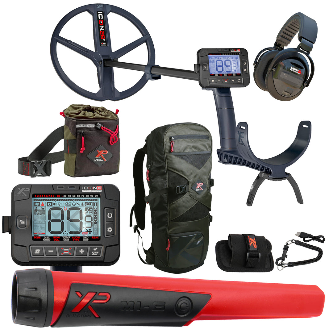 XP ICONX Adventure Pack - ICONX Metal Detector with WSA-XL ST Headphones, MI-6 Pinpointer, Backpack and Finds Pouch
