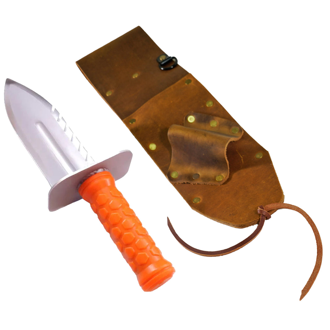 Quest Diamond digger with brown leather belt sheath combo set for metal detecting