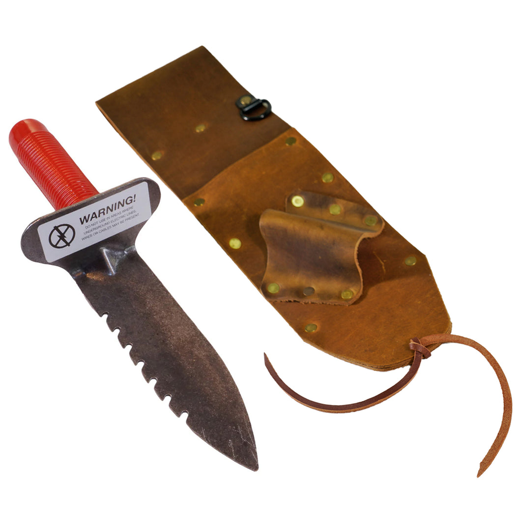Brown Leather Sheath LEFT Sided & Lesche Digging Tool RIGHT Serrated