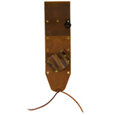 Brown leather left-sided pinpointer sheath with belt loop and dual tool holders