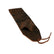 A dark brown leather digging knife and pinpointer sheath with brass rivets and a drawstring closure, shown on a plain white background.