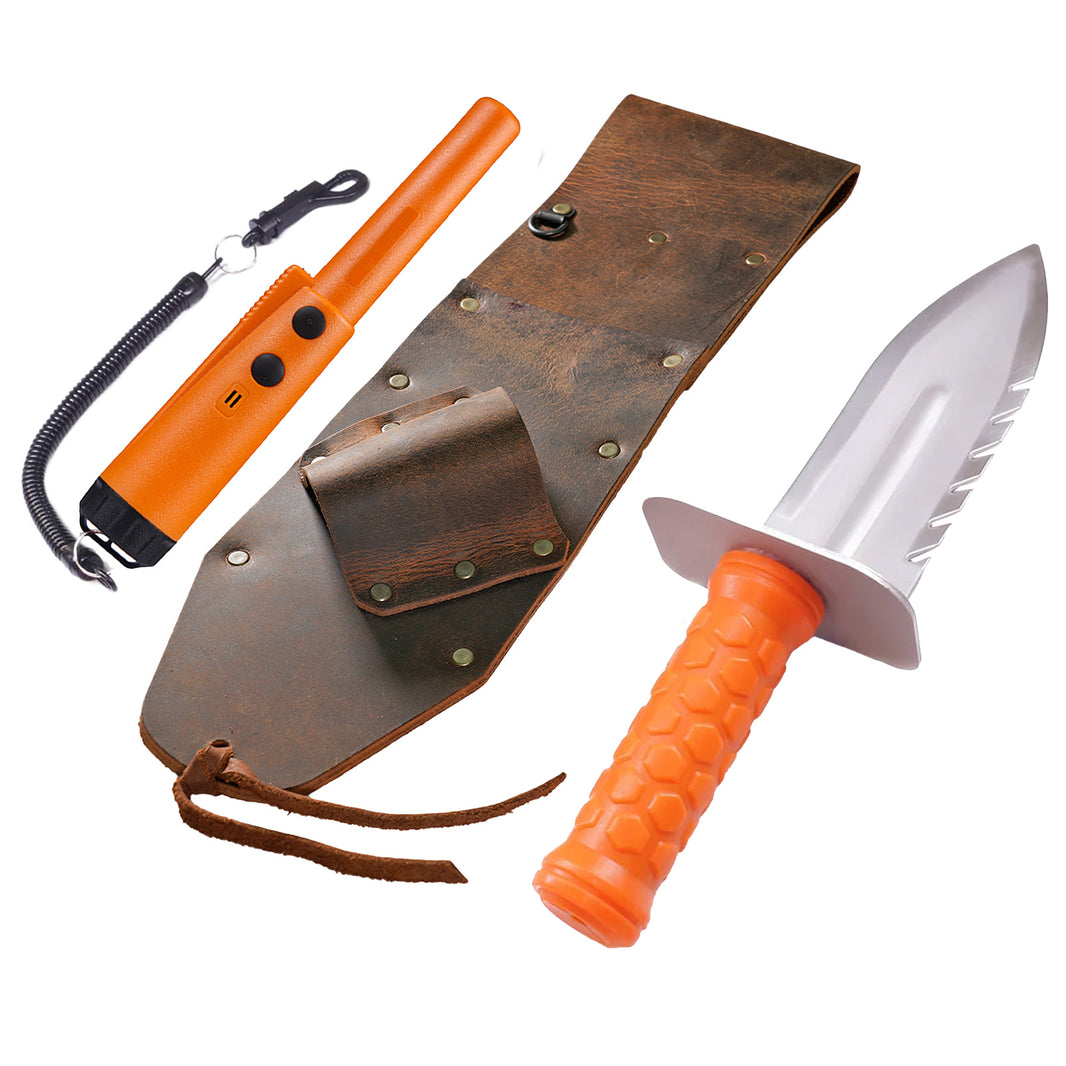 Serious Detecting Right-Hand Leather Sheath with Quest XPointer Land Pinpointer and Diamond Digger Bundle