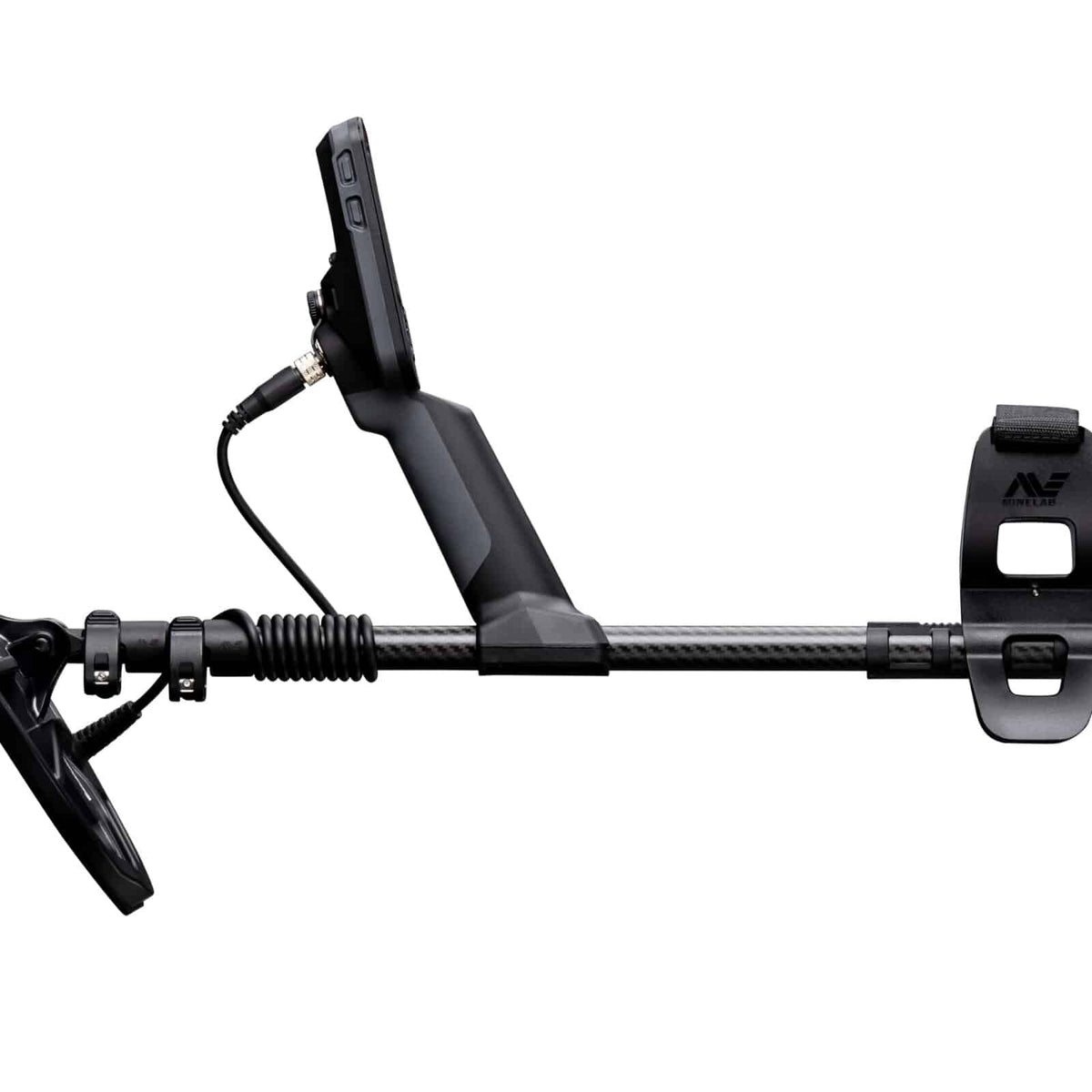 Minelab EQUINOX 900 collapsed to 24 in with 3-piece carbon fiber shaft