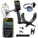 XP ORX metal detector kit with a black and gold handheld unit, white coil, headphones, USB cable, strap, and small accessories on a white background.