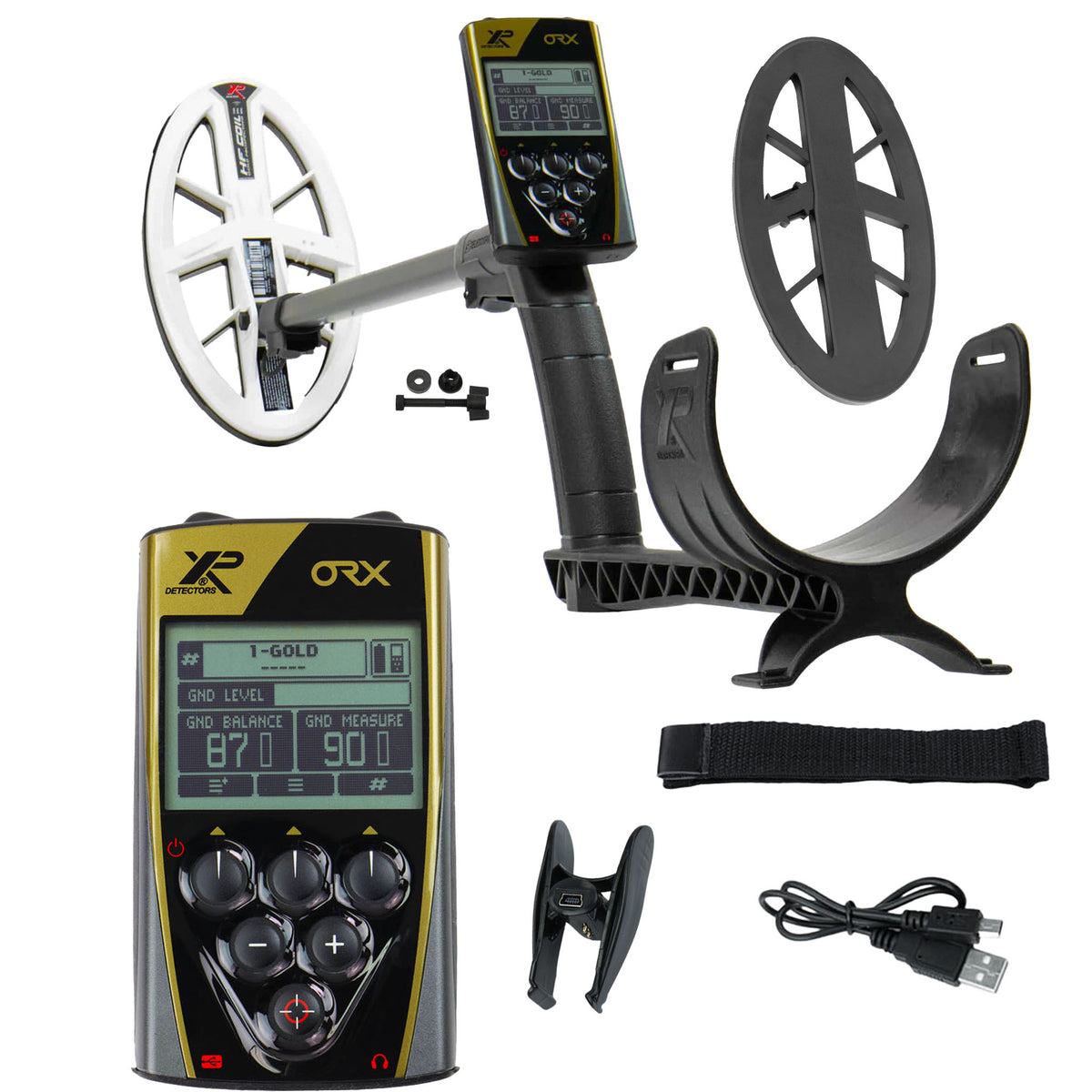 XP ORX metal detector complete system with elliptical coil, remote control, and folding stem