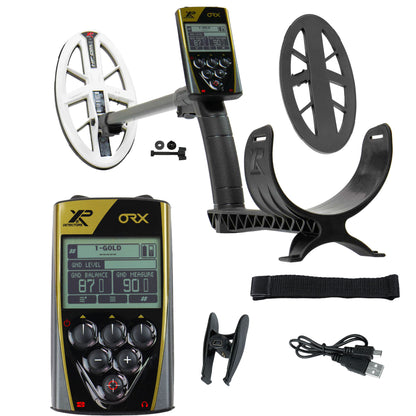 XP ORX metal detector complete system with elliptical coil, remote control, and folding stem