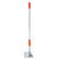 A long-handled metal sand scoop  with a silver aluminum shaft, a wire mesh head, and bright orange plastic grip accents, shown against a plain white background.