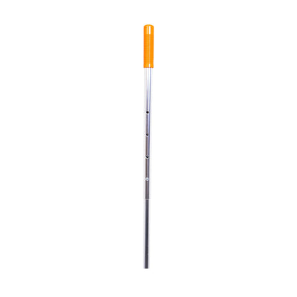 A long, thin metal rod with a bright orange textured cap at the top, shown vertically against a plain white background.
