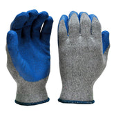 The image shows a pair of blue and gray gloves for treasure hunting