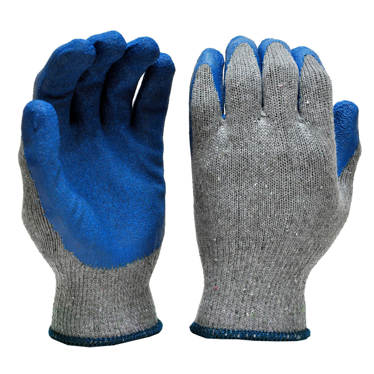 The image shows a pair of blue and gray gloves for treasure hunting