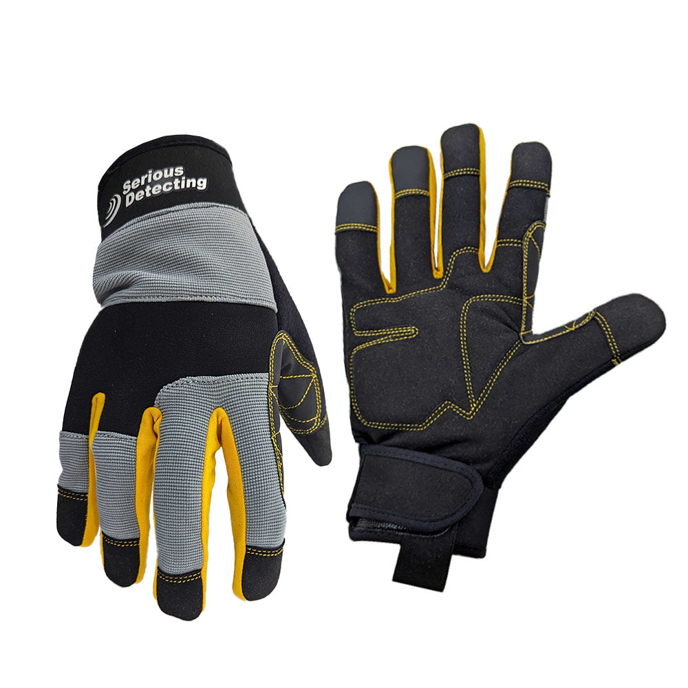 Serious Detecting Recovery Bundle - Mesh Bottom Beach Finds Bag Pouch, Digging Tool, and Gloves