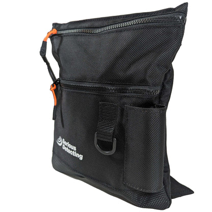 Serious Detecting Mesh Bottom Beach Finds Bag Pouch w/ Pinpointer Holster, Digging Tool, and Gloves