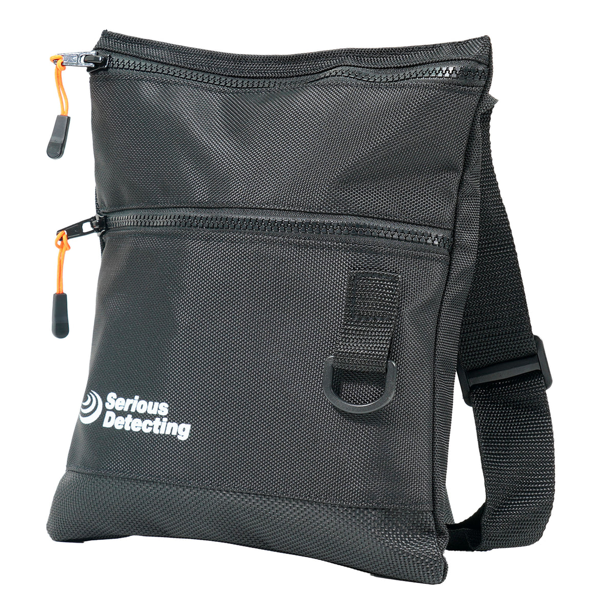 Serious Detecting mesh bottom beach finds bag with dual zippered compartments and adjustable waist belt for water hunting