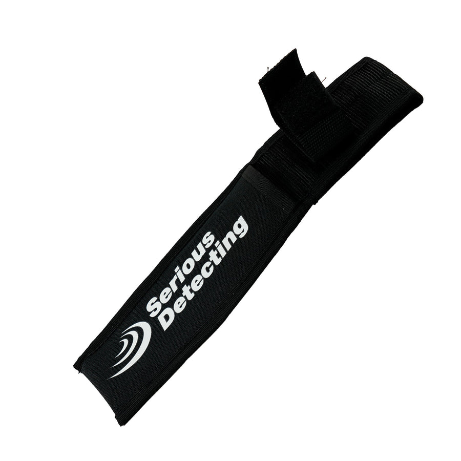 Close-up of Serious Detecting belt sheath Velcro strap securing hand digger tool
