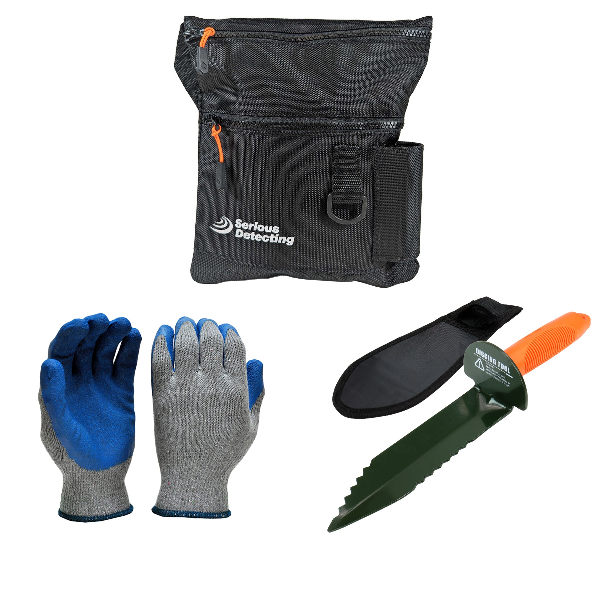 Serious Detecting Kit: Pouch, TerraX Digger, and Gloves for Treasure Hunting