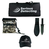 Serious Detecting Kit: Pouch, Carrybag, Cap, and Digger for Treasure Hunting