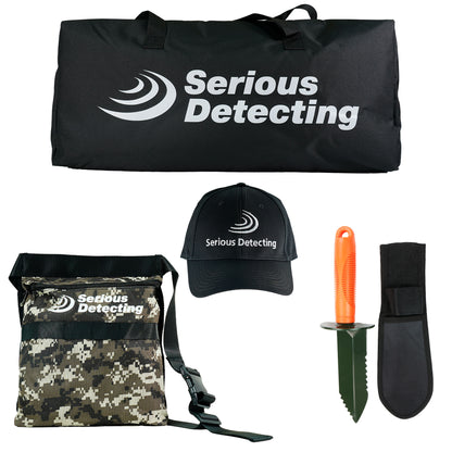Serious Detecting Kit: Pouch, Carrybag, Cap, and Digger for Treasure Hunting