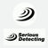 The serious detecting logo on a rounded sticker and rectangular sticker